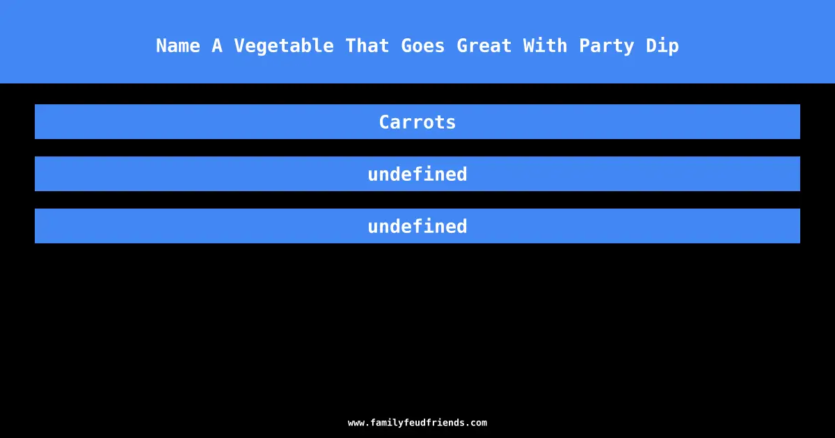 Name A Vegetable That Goes Great With Party Dip answer