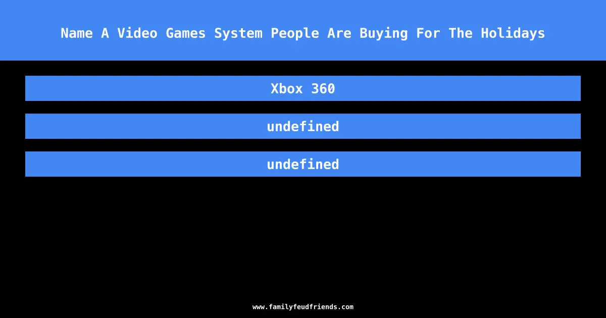 Name A Video Games System People Are Buying For The Holidays answer