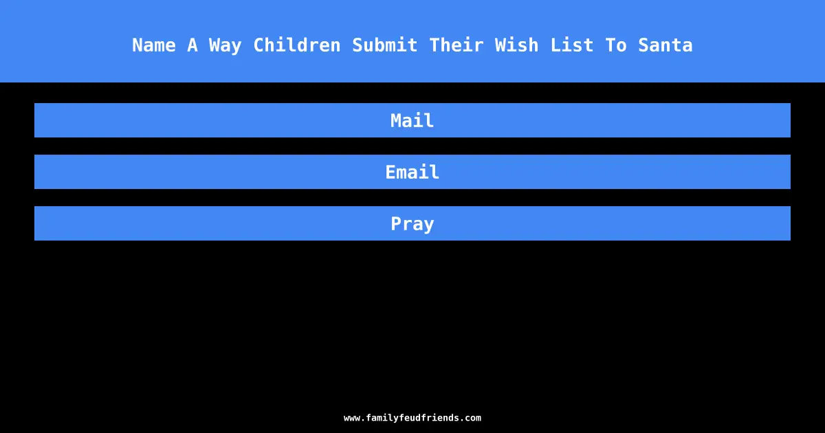 Name A Way Children Submit Their Wish List To Santa answer