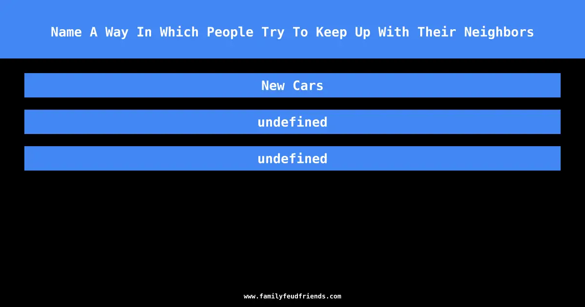 Name A Way In Which People Try To Keep Up With Their Neighbors answer