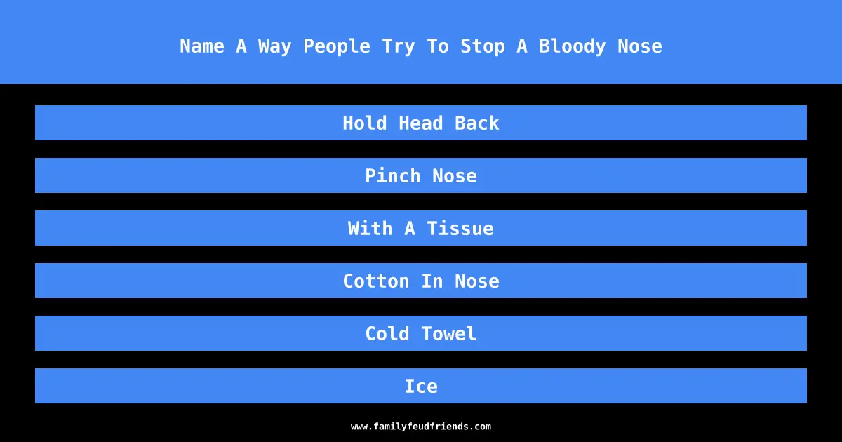 Name A Way People Try To Stop A Bloody Nose answer