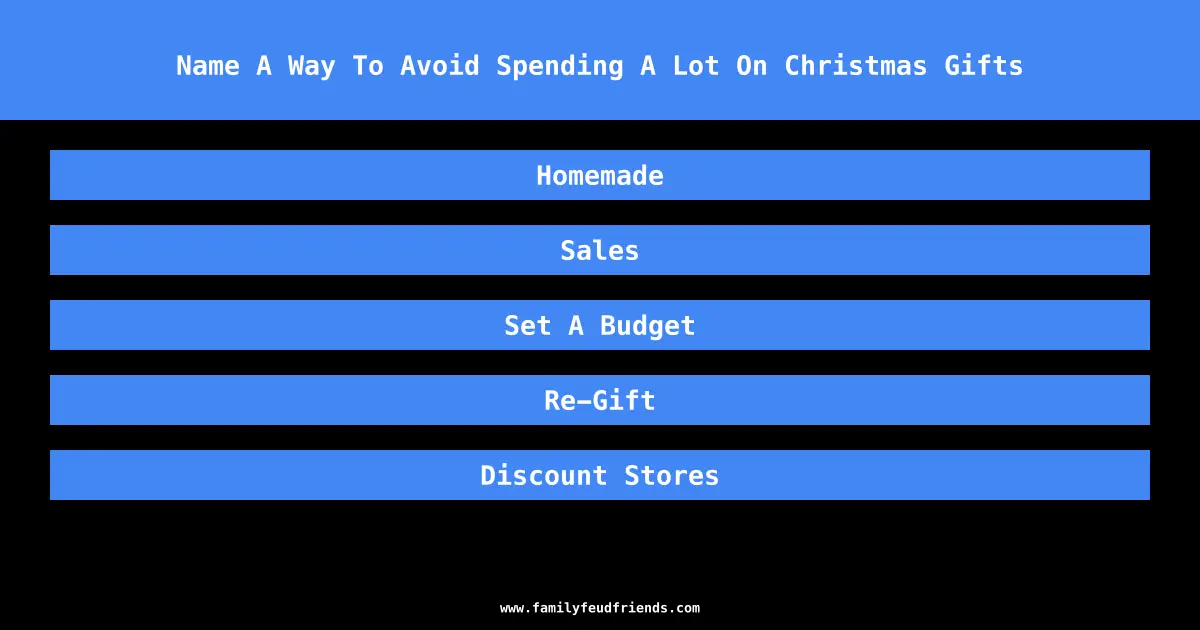 Name A Way To Avoid Spending A Lot On Christmas Gifts answer