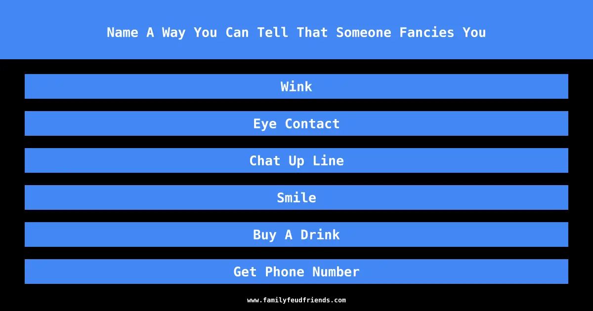 Name A Way You Can Tell That Someone Fancies You answer