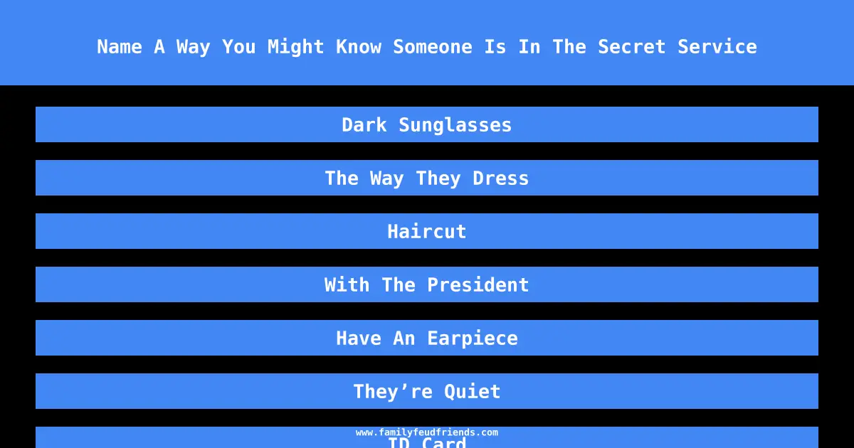 Name A Way You Might Know Someone Is In The Secret Service answer