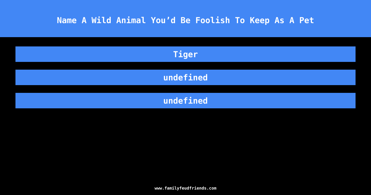 Name A Wild Animal You’d Be Foolish To Keep As A Pet answer