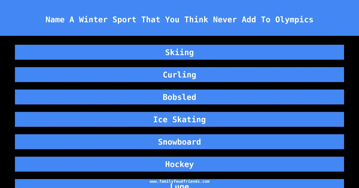 Name A Winter Sport That You Think Never Add To Olympics answer