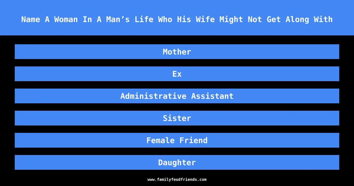 Name A Woman In A Man’s Life Who His Wife Might Not Get Along With answer