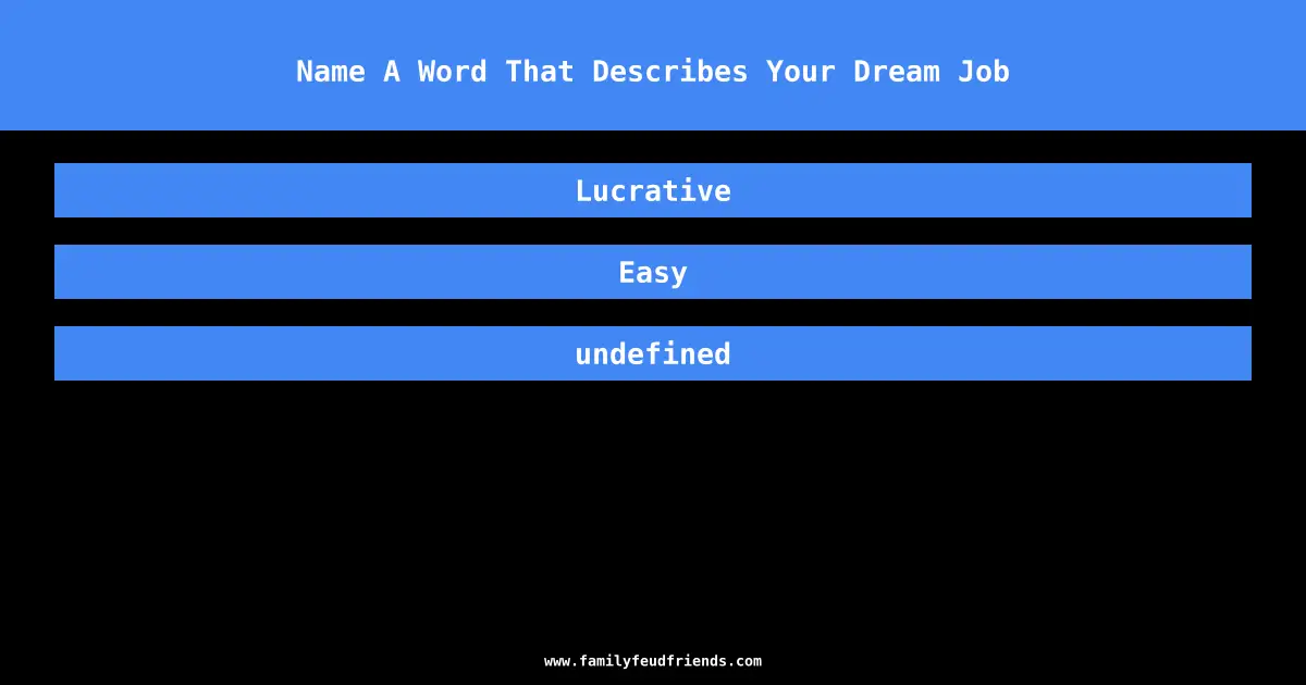 Name A Word That Describes Your Dream Job answer