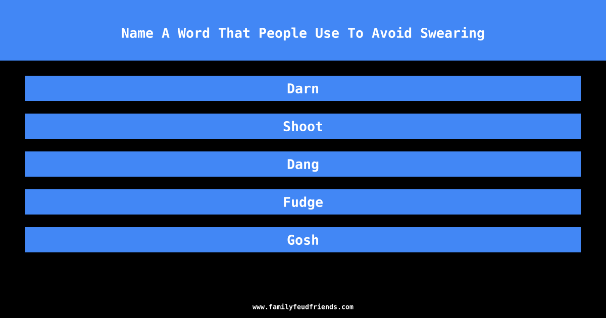 Name A Word That People Use To Avoid Swearing answer