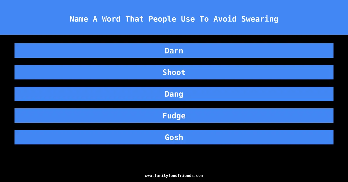 Name A Word That People Use To Avoid Swearing answer