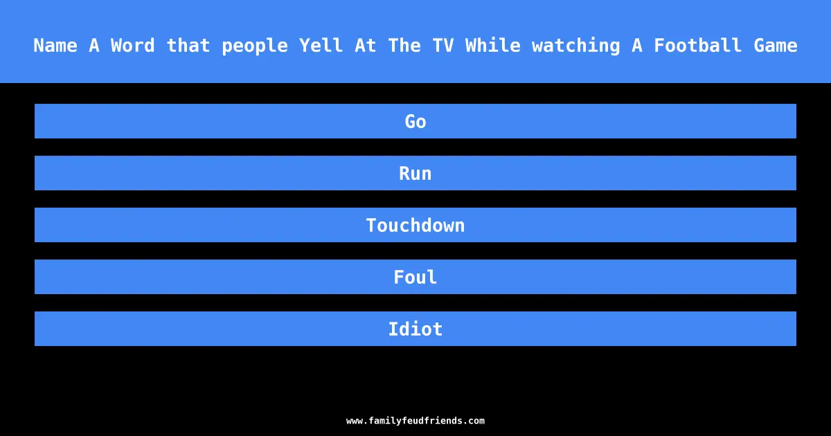 Name A Word that people Yell At The TV While watching A Football Game answer