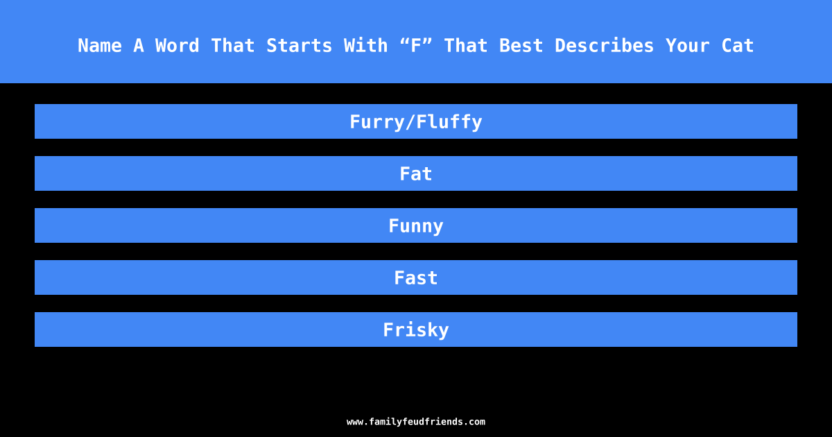 Name A Word That Starts With “F” That Best Describes Your Cat answer