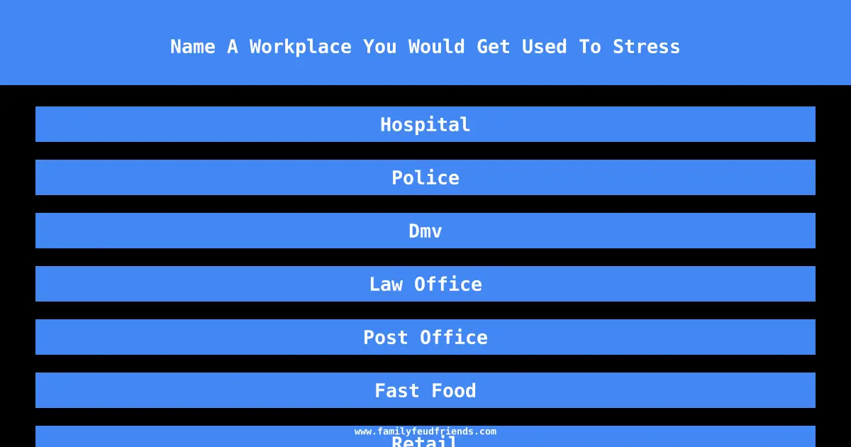 Name A Workplace You Would Get Used To Stress answer