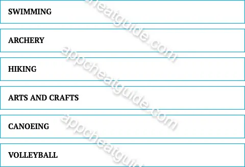 Name an activity that might be offered at a summer camp. screenshot answer