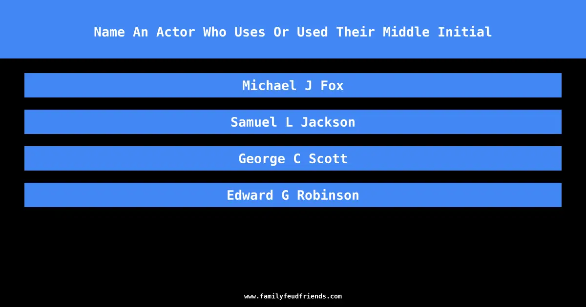 Name An Actor Who Uses Or Used Their Middle Initial answer