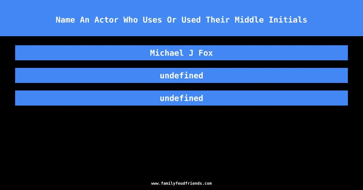 Name An Actor Who Uses Or Used Their Middle Initials answer