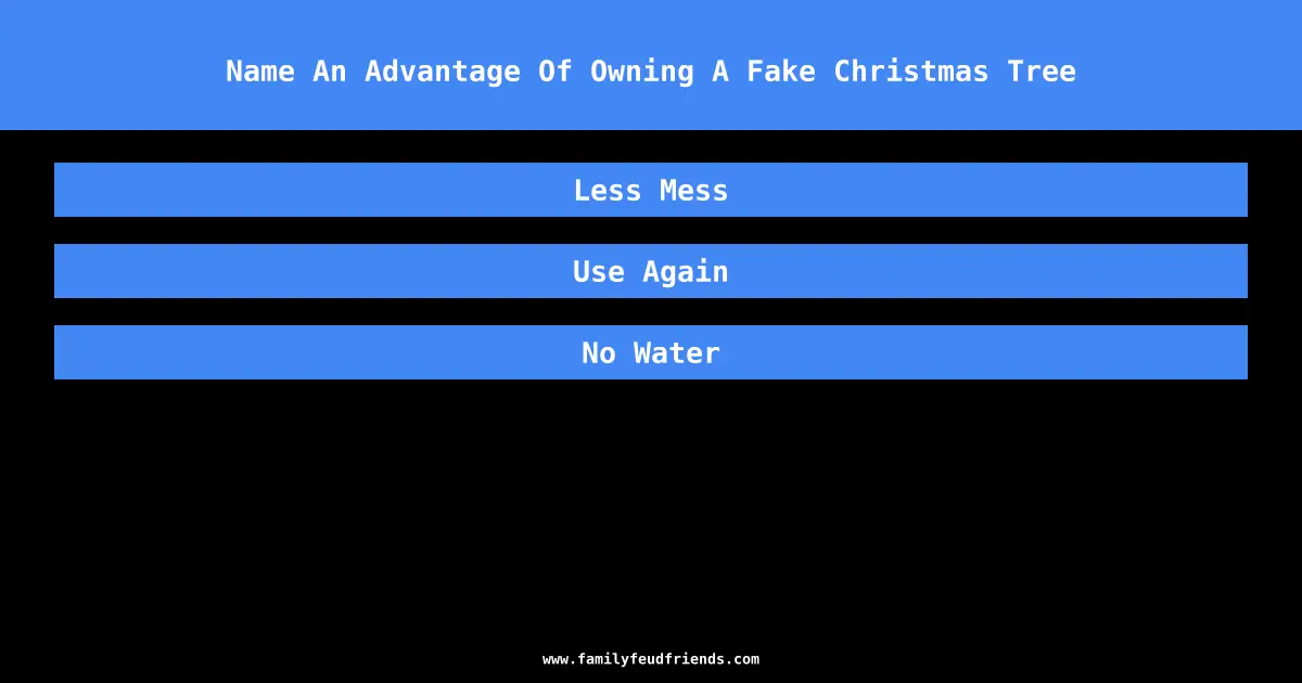Name An Advantage Of Owning A Fake Christmas Tree answer