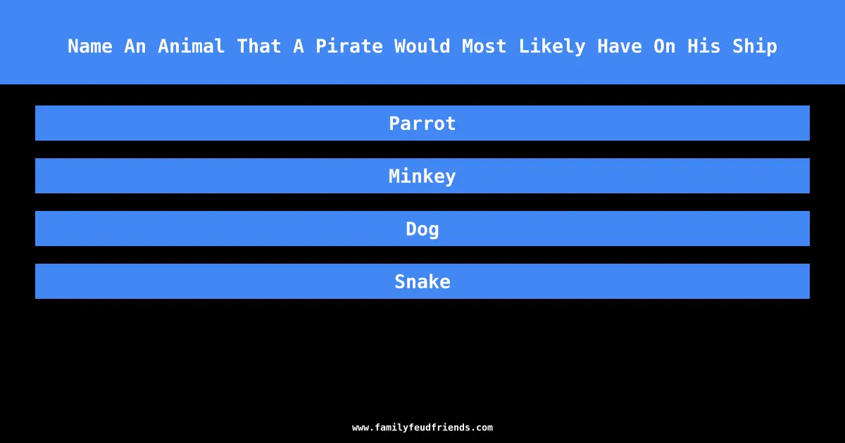 Name An Animal That A Pirate Would Most Likely Have On His Ship answer