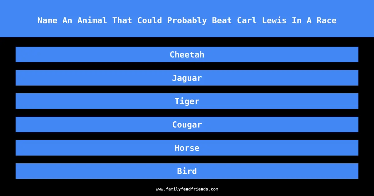 Name An Animal That Could Probably Beat Carl Lewis In A Race answer