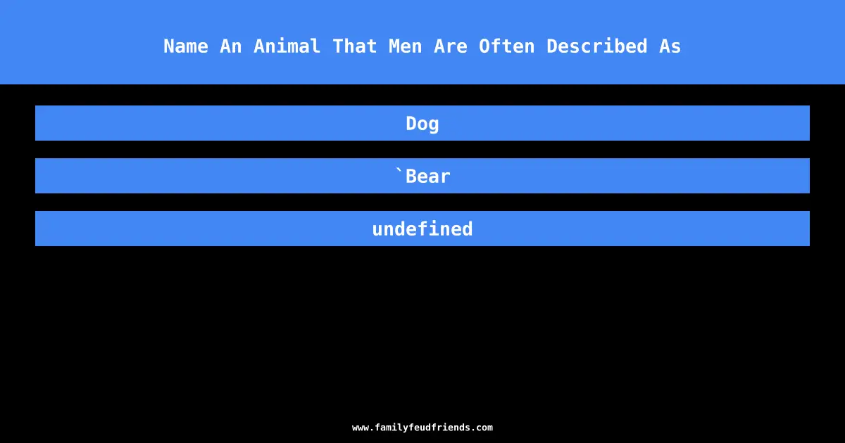 Name An Animal That Men Are Often Described As answer