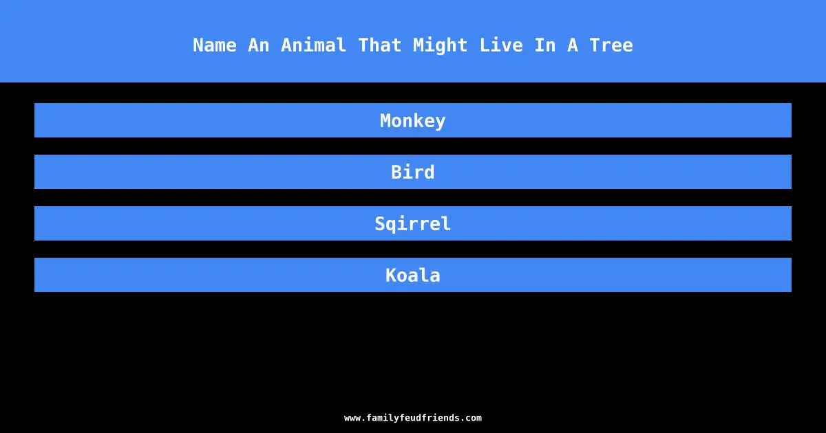 Name An Animal That Might Live In A Tree answer