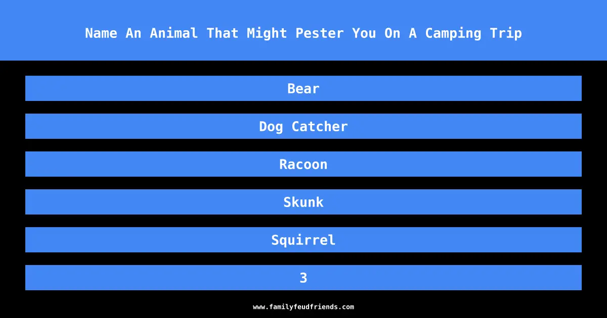 Name An Animal That Might Pester You On A Camping Trip answer