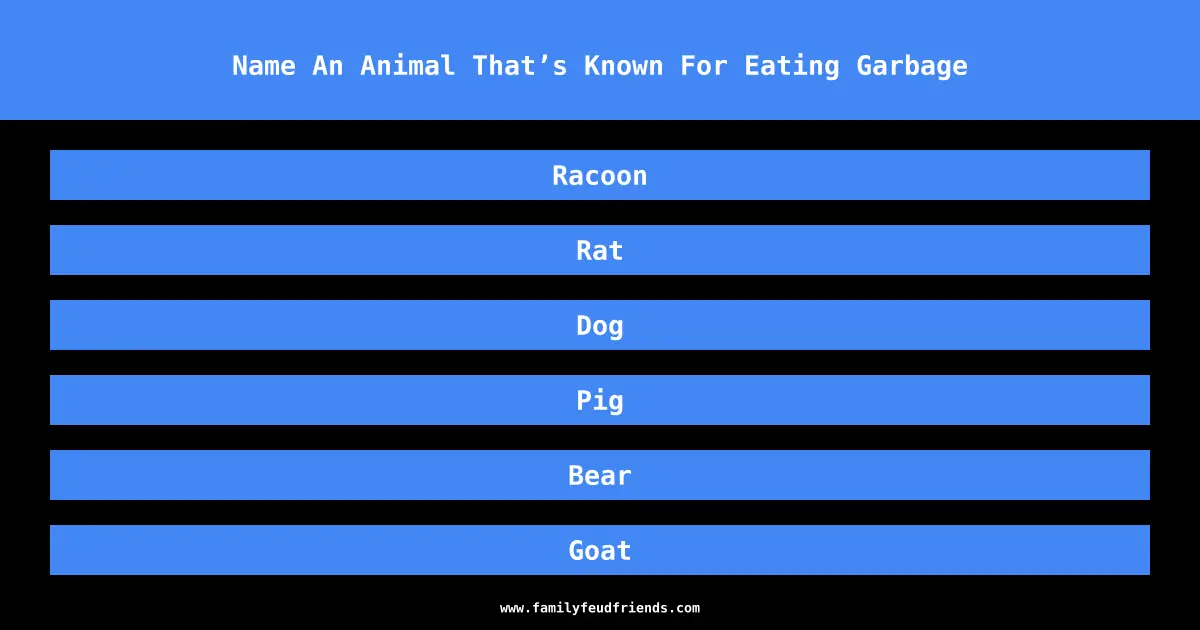 Name An Animal That’s Known For Eating Garbage answer
