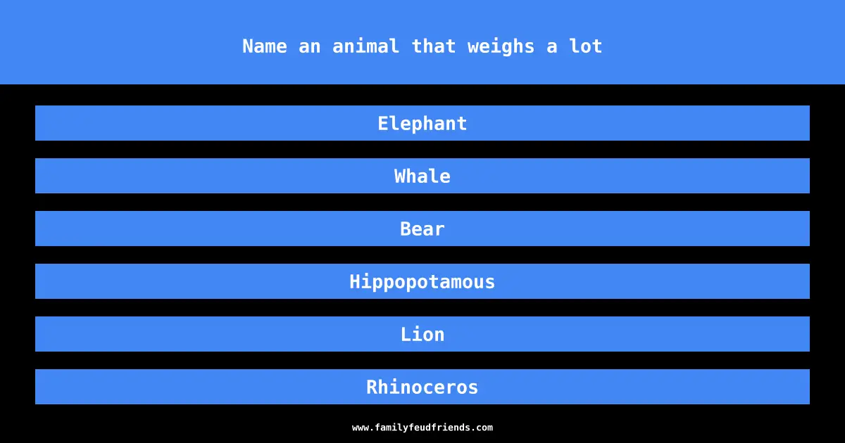 Name an animal that weighs a lot answer
