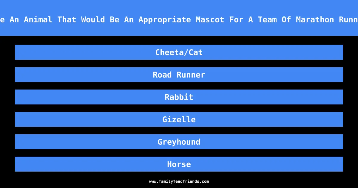 Name An Animal That Would Be An Appropriate Mascot For A Team Of Marathon Runners answer