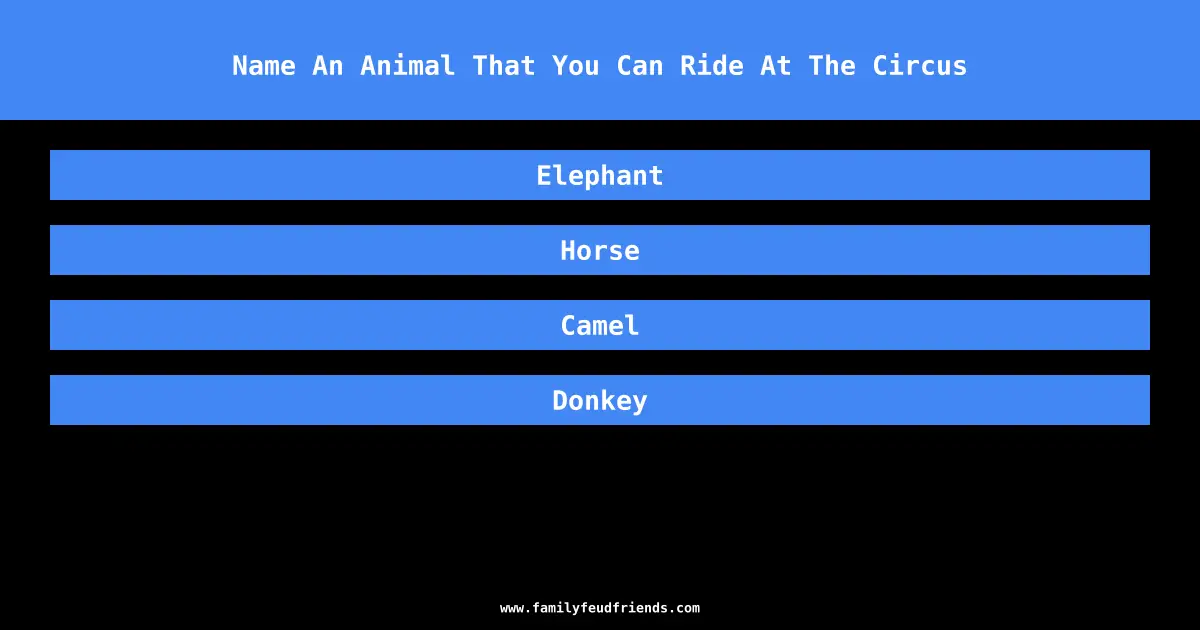 Name An Animal That You Can Ride At The Circus answer