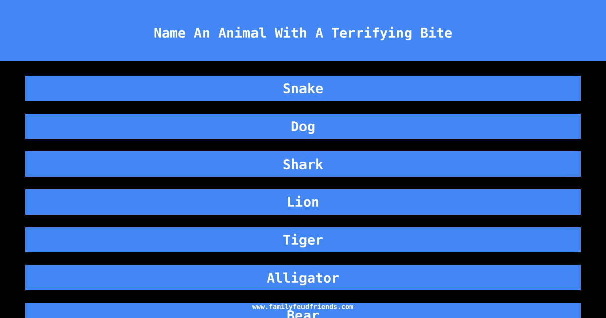Name An Animal With A Terrifying Bite answer