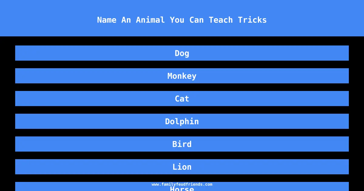 Name An Animal You Can Teach Tricks answer