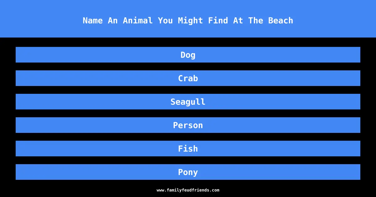 Name An Animal You Might Find At The Beach answer