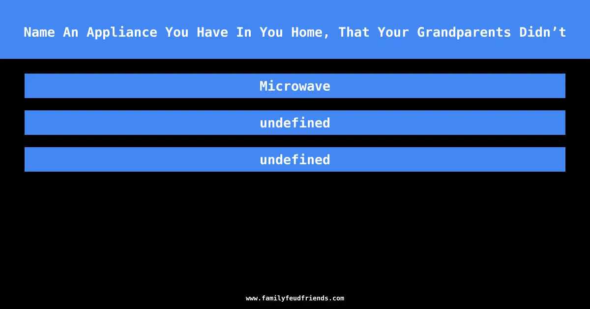 Name An Appliance You Have In You Home, That Your Grandparents Didn’t answer