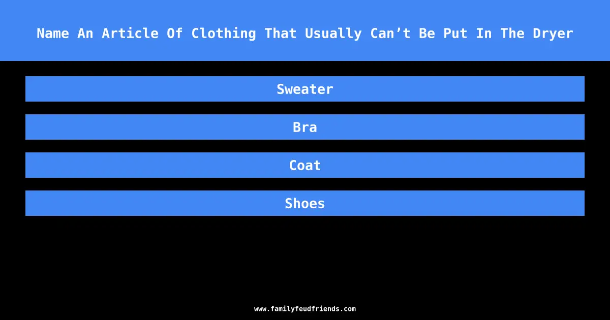 Name An Article Of Clothing That Usually Can’t Be Put In The Dryer answer