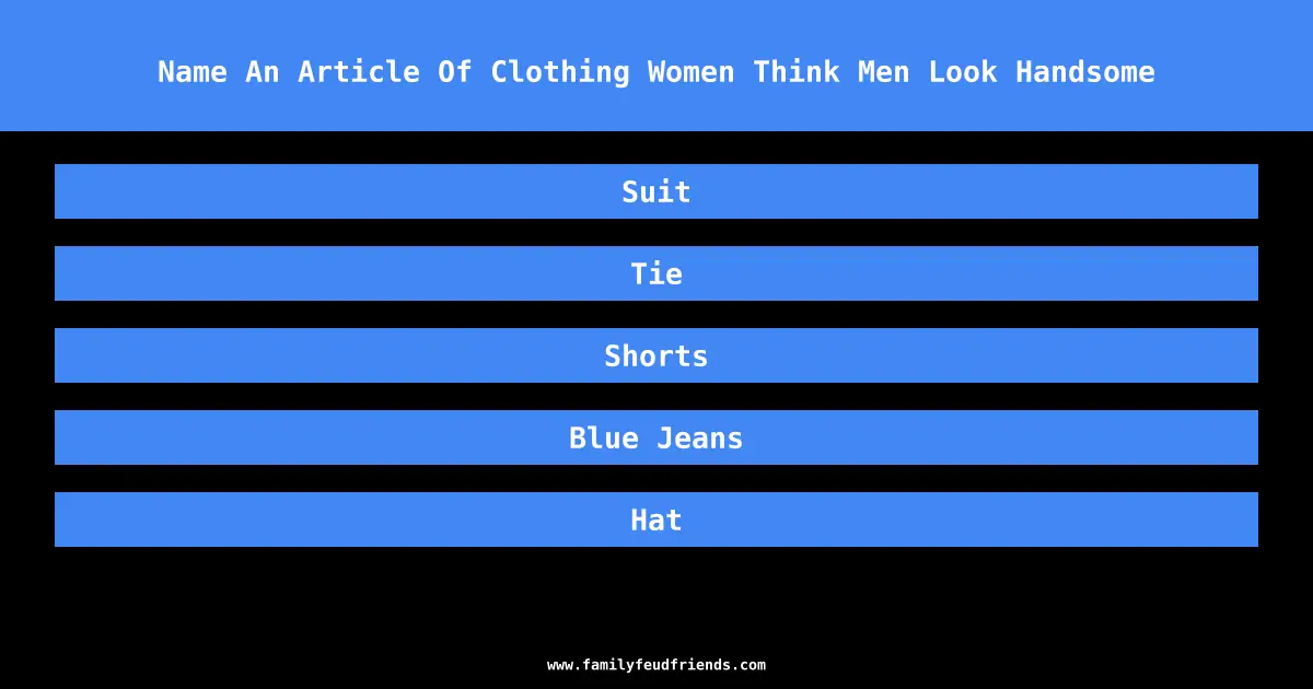 Name An Article Of Clothing Women Think Men Look Handsome answer