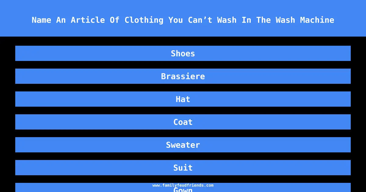 Name An Article Of Clothing You Can’t Wash In The Wash Machine answer