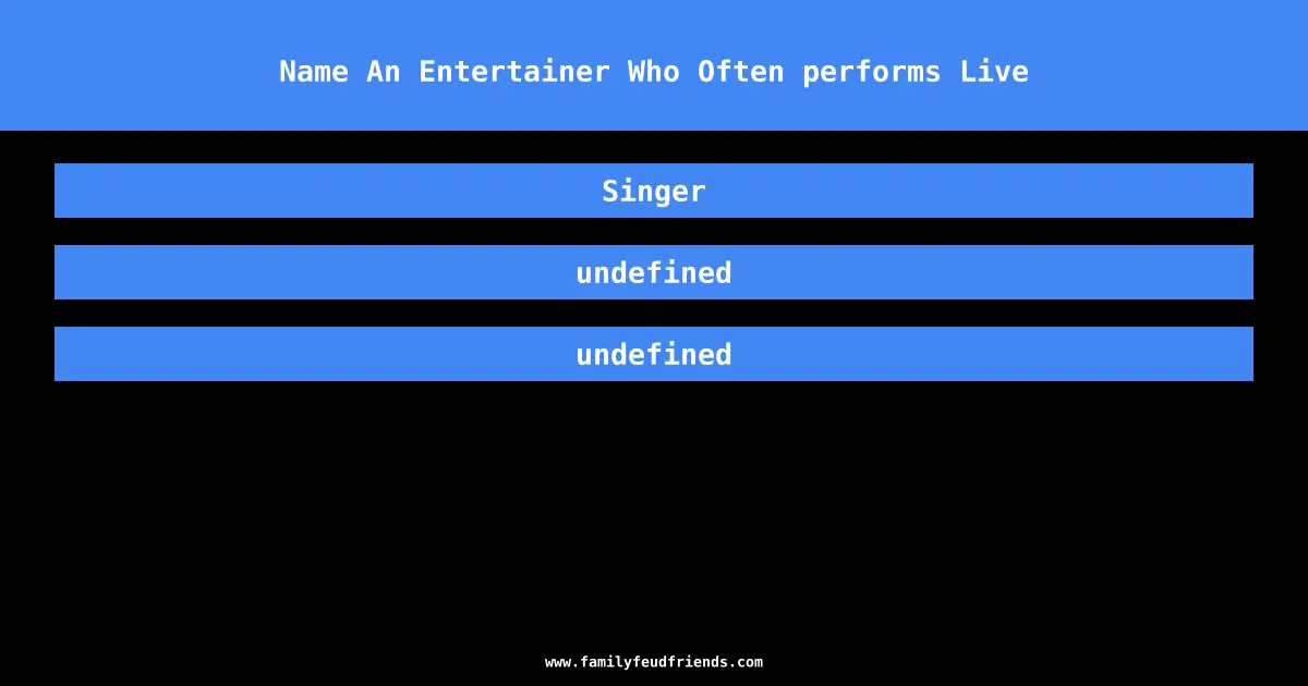 Name An Entertainer Who Often performs Live answer