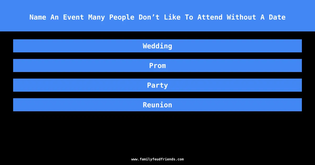 Name An Event Many People Don’t Like To Attend Without A Date answer