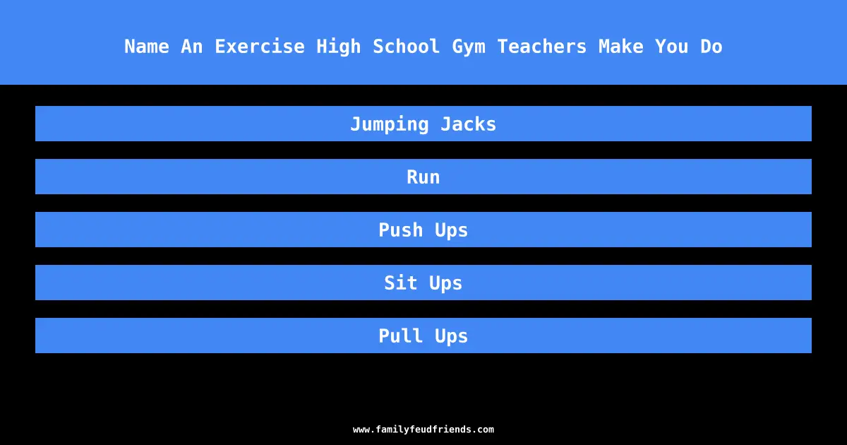 Name An Exercise High School Gym Teachers Make You Do answer