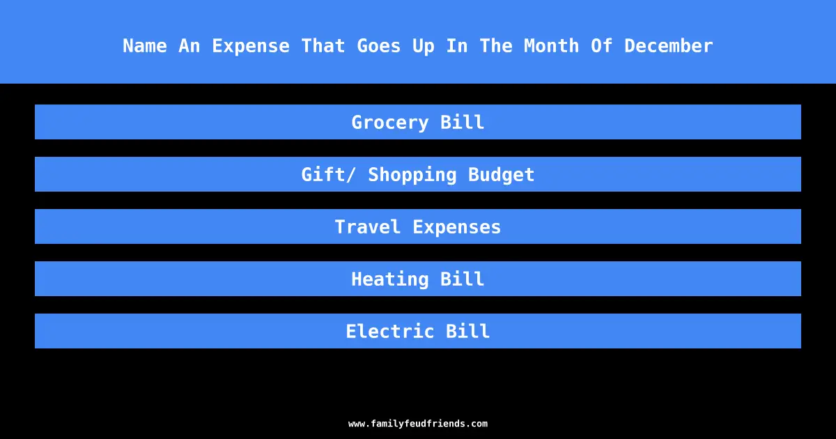 Name An Expense That Goes Up In The Month Of December answer