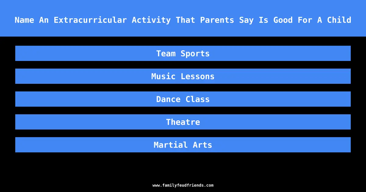 Name An Extracurricular Activity That Parents Say Is Good For A Child answer