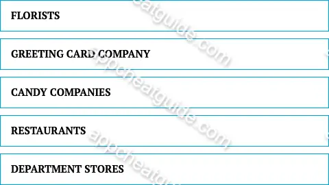 Name an industry or profession that looks forward to valentine's day. screenshot answer