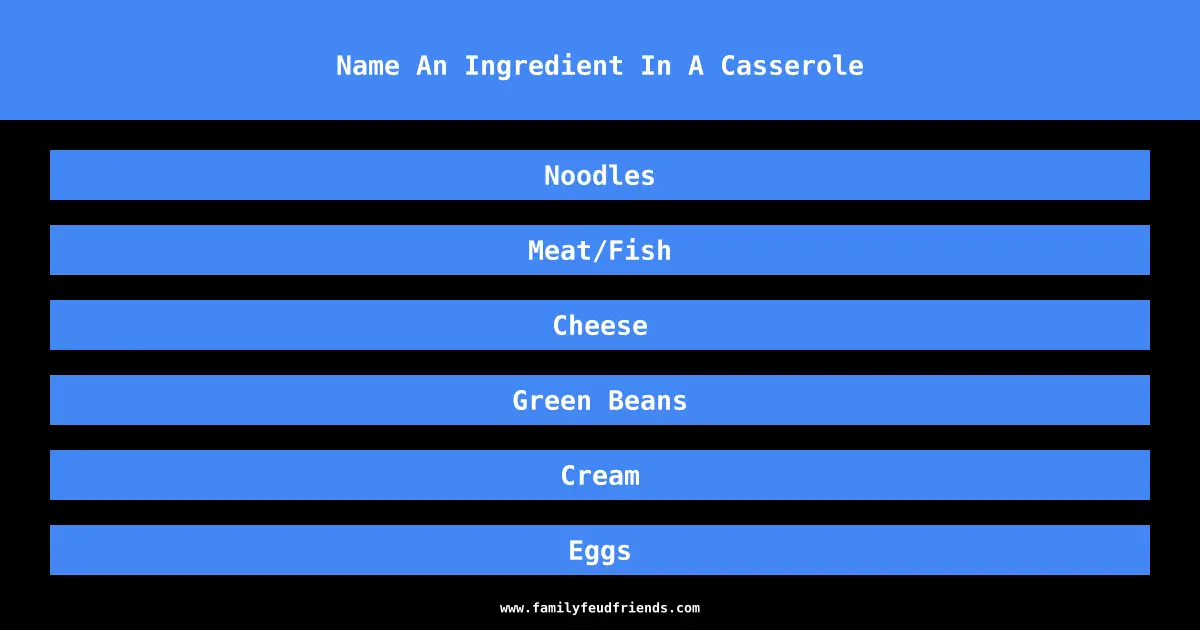 Name An Ingredient In A Casserole answer
