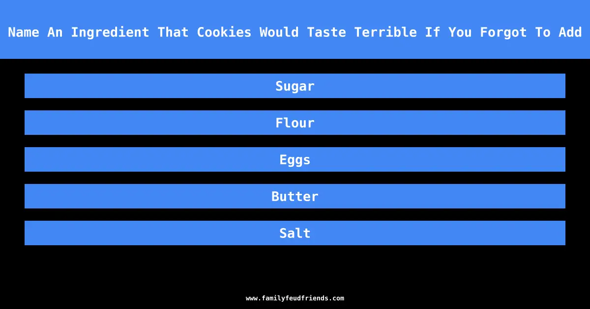 Name An Ingredient That Cookies Would Taste Terrible If You Forgot To Add answer