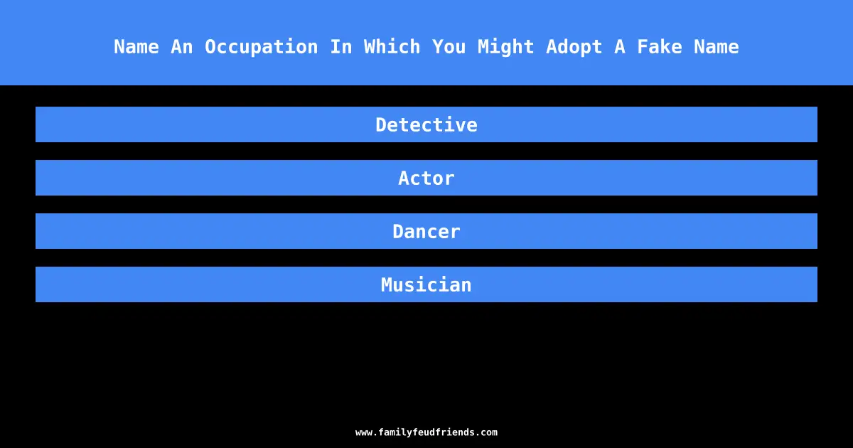 Name An Occupation In Which You Might Adopt A Fake Name answer