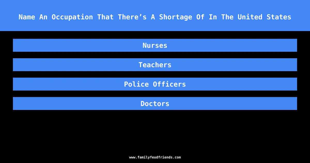 Name An Occupation That There’s A Shortage Of In The United States answer