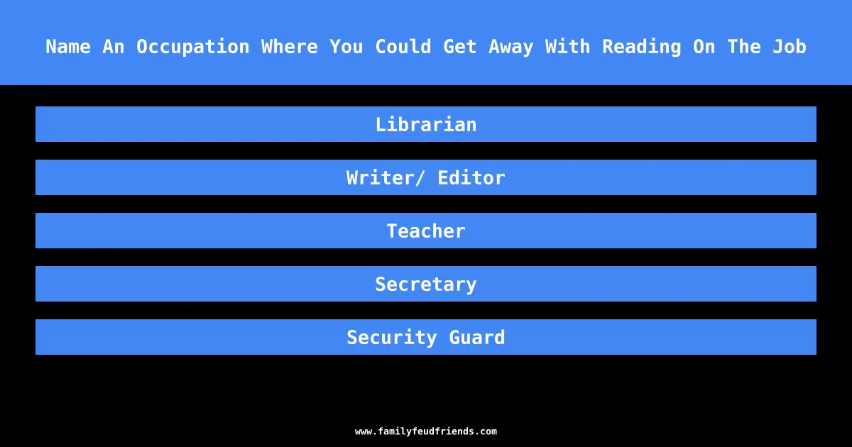 Name An Occupation Where You Could Get Away With Reading On The Job answer