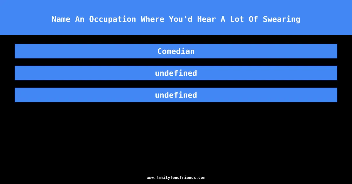 Name An Occupation Where You’d Hear A Lot Of Swearing answer