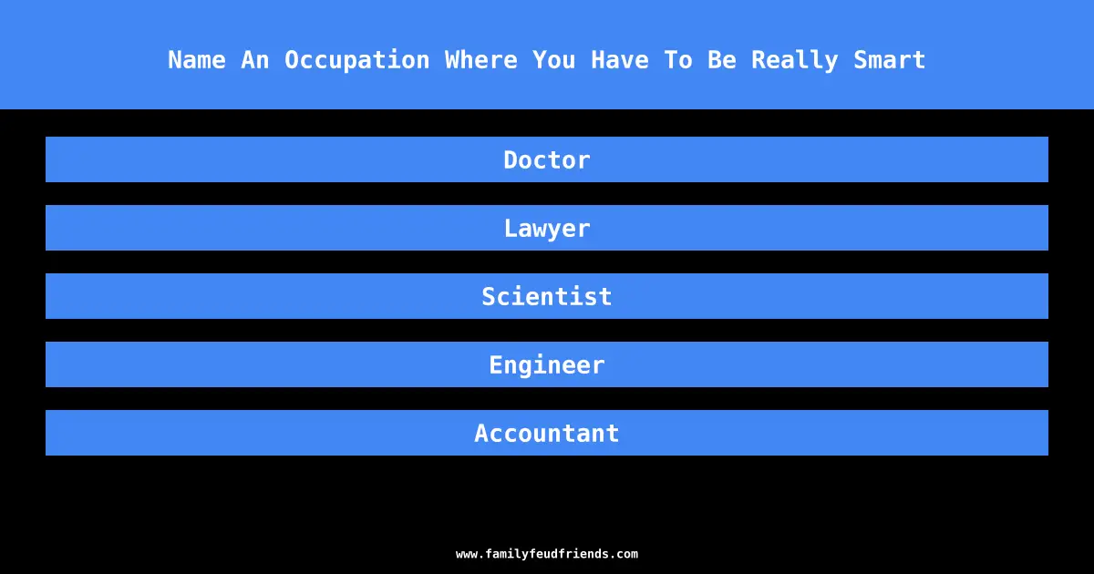 Name An Occupation Where You Have To Be Really Smart answer